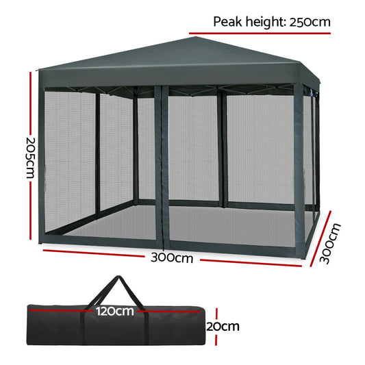 Instahut 3x3m Grey Pop Up Gazebo