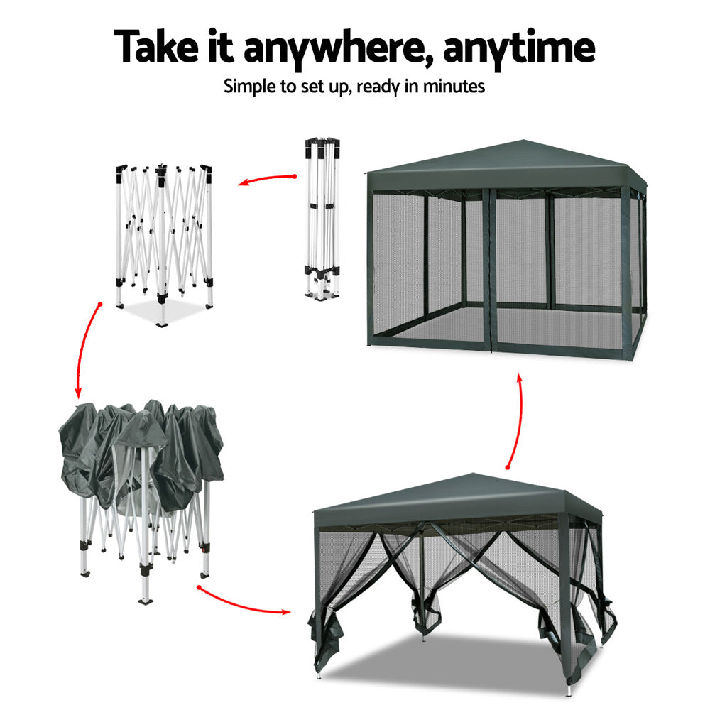 Instahut 3x3m Grey Pop Up Gazebo