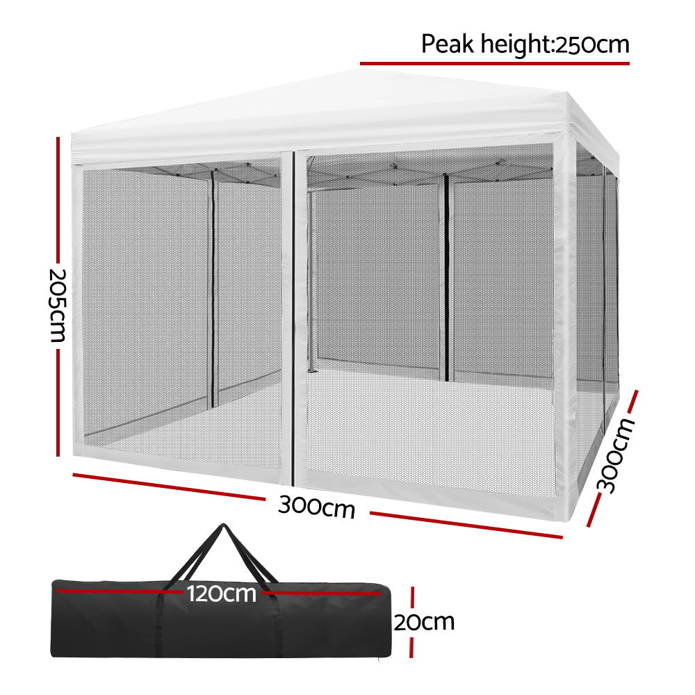 Instahut 3x3m White Pop Up Gazebo