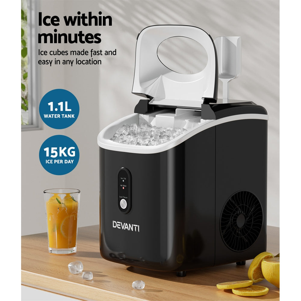 Devanti Ice Maker Machine Nuggetc Ice Cube 15kg Bar Countertop