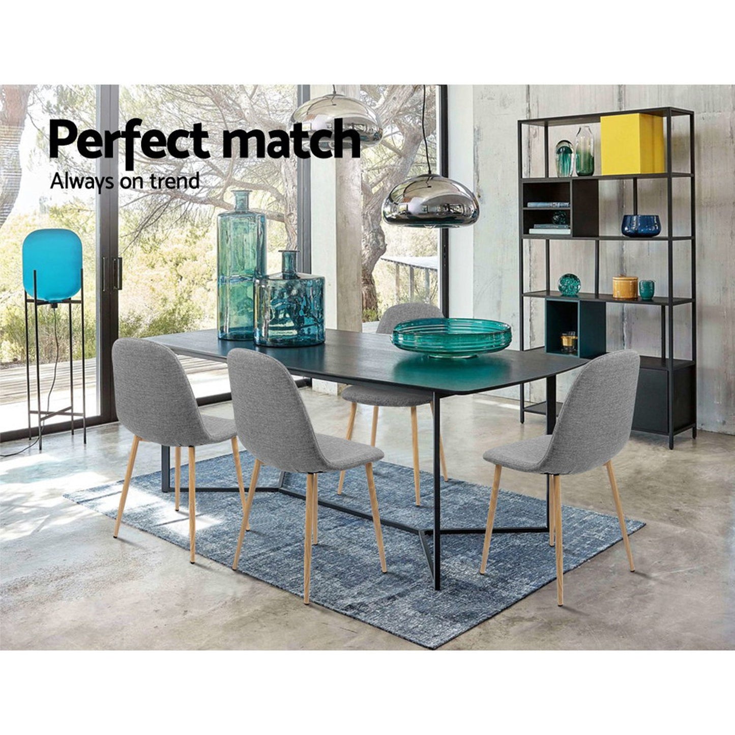 Artiss Set of 4 Adamas Fabric Dining Chairs