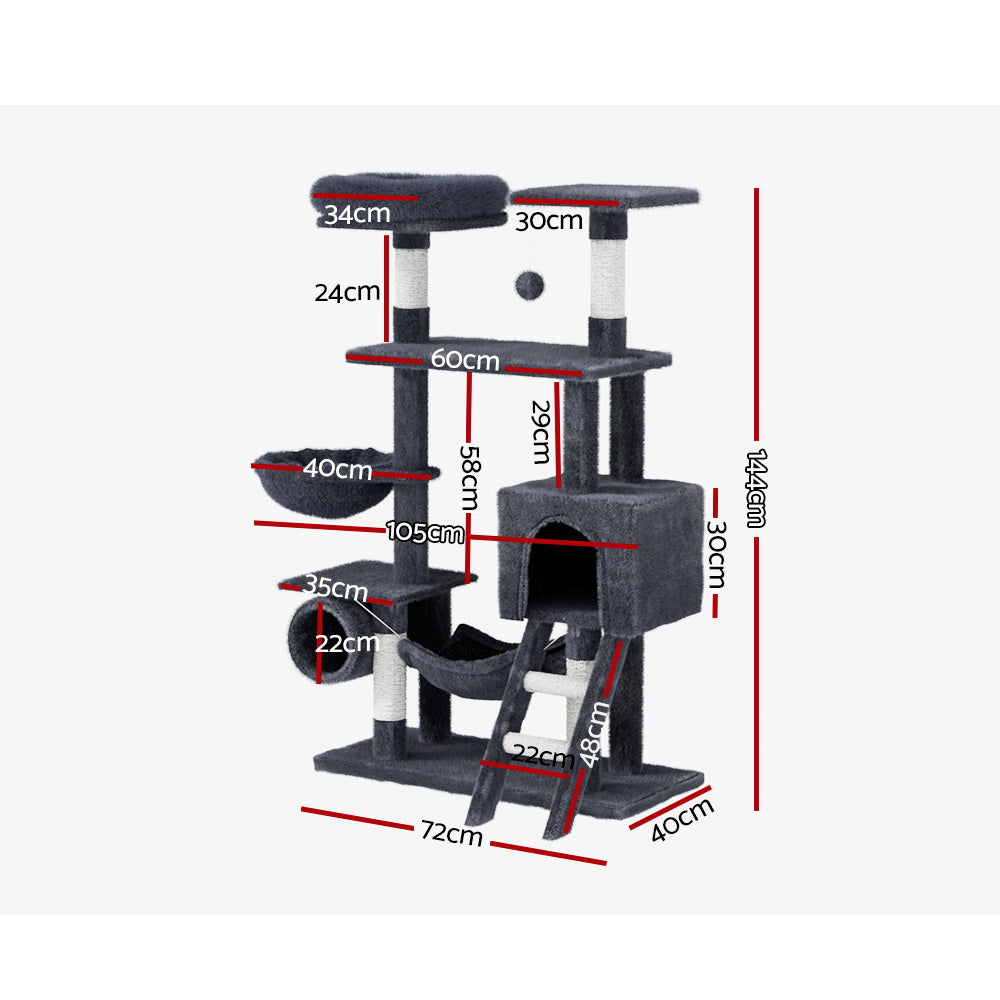 i.Pet 144cm Cat Tree Scratching Tower