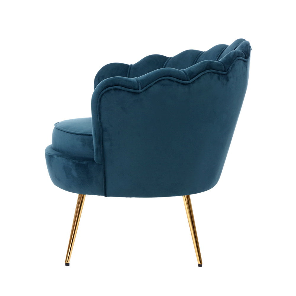 Artiss Navy Velvet Shell Armchair