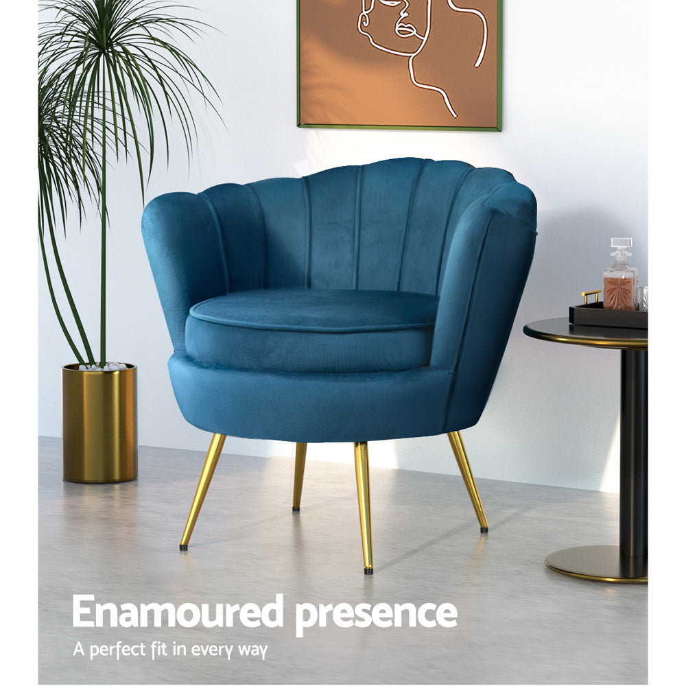 Artiss Navy Velvet Shell Armchair