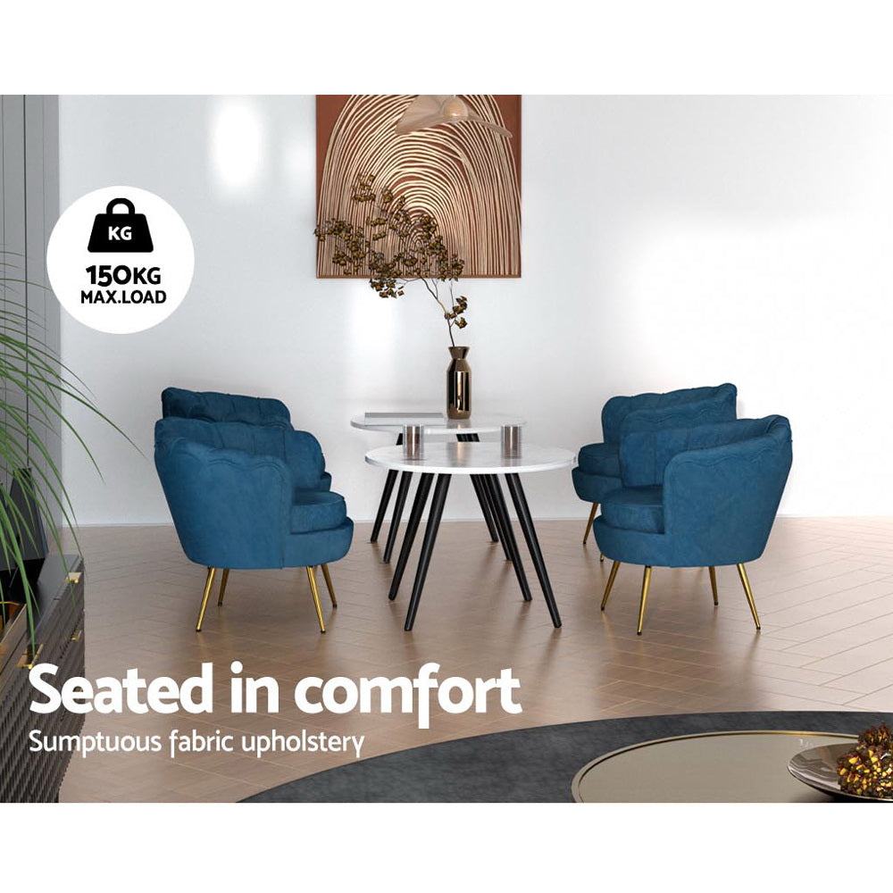 Artiss Navy Velvet Shell Armchair
