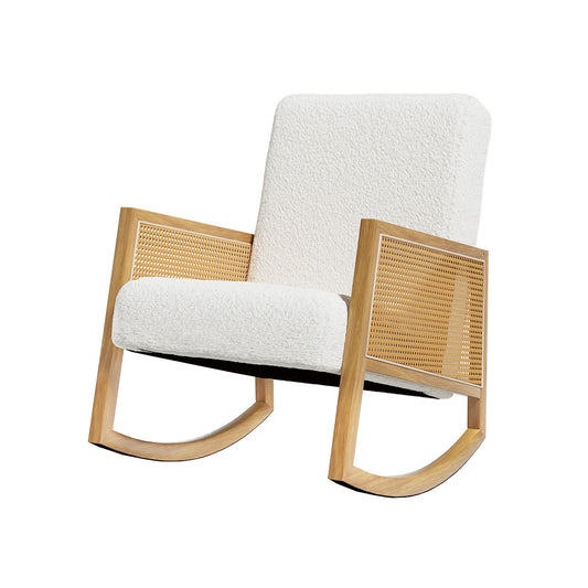 Artiss Boucle Rocking Armchair Sherpa Upholstered White