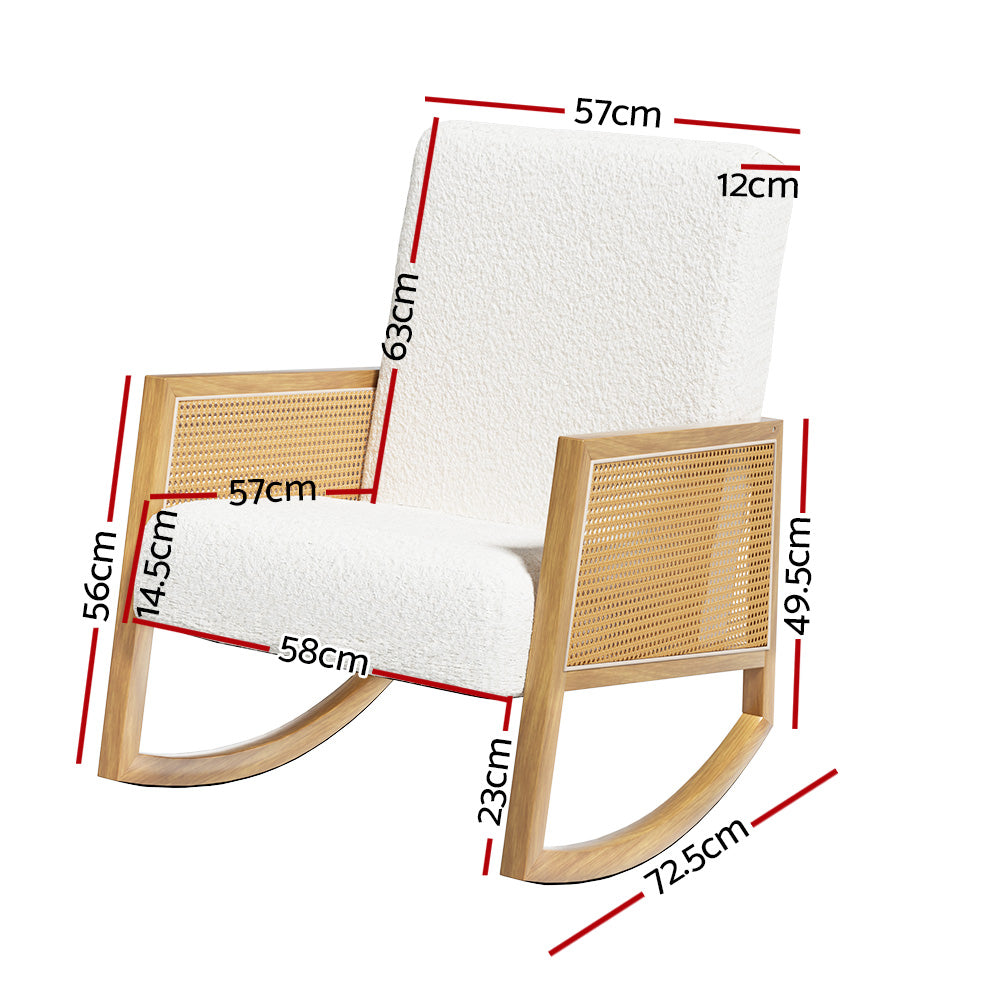 Artiss Boucle Rocking Armchair Sherpa Upholstered White