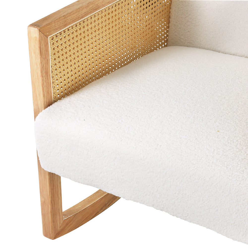 Artiss Boucle Rocking Armchair Sherpa Upholstered White