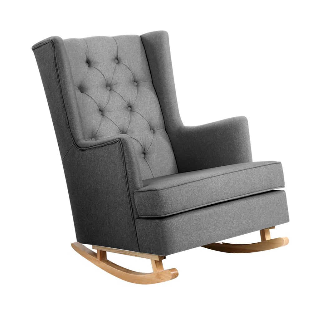 Artiss Linen Rocking Armchair - Grey