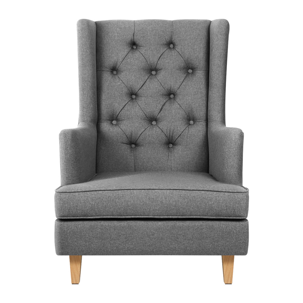 Artiss Linen Rocking Armchair - Grey