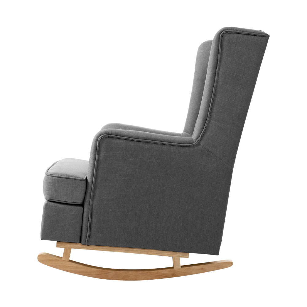 Artiss Linen Rocking Armchair - Grey
