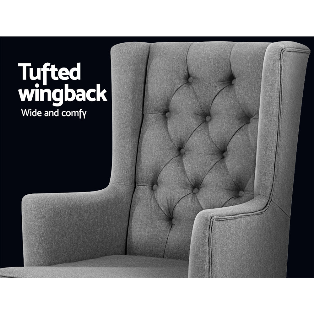 Artiss Linen Rocking Armchair - Grey