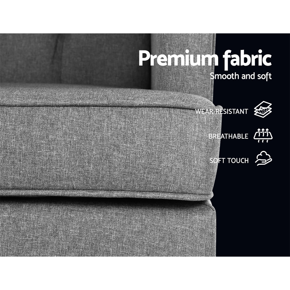 Artiss Linen Rocking Armchair - Grey