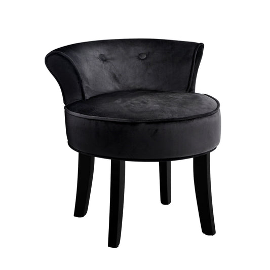 Artiss Velvet Vanity Stool - Black